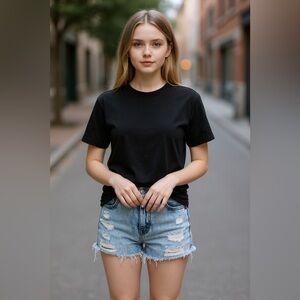 Altar'd State Frayed Light Blue Jean Shorts